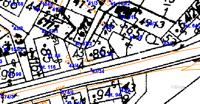 Parcela st. 86 v KÚ Nasavrky, Katastrální mapa