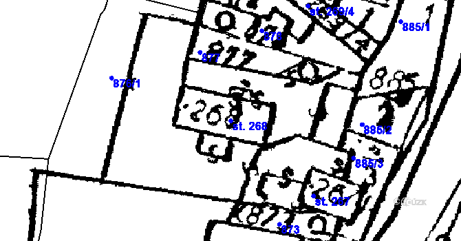 Parcela st. 268 v KÚ Nasavrky, Katastrální mapa