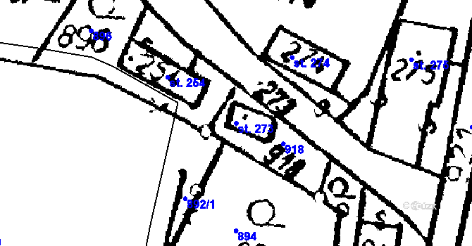 Parcela st. 273 v KÚ Nasavrky, Katastrální mapa