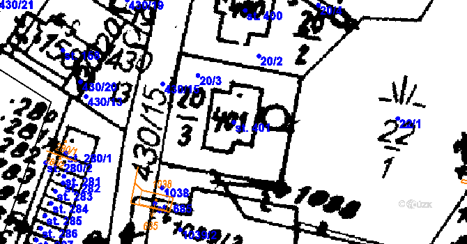 Parcela st. 401 v KÚ Nasavrky, Katastrální mapa