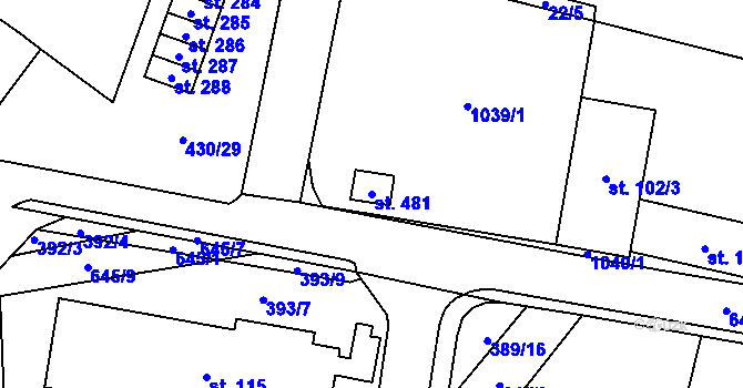 Parcela st. 481 v KÚ Nasavrky, Katastrální mapa