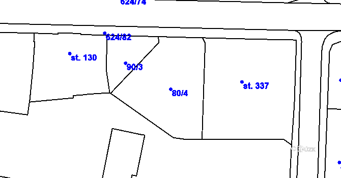 Parcela st. 80/4 v KÚ Nasavrky, Katastrální mapa