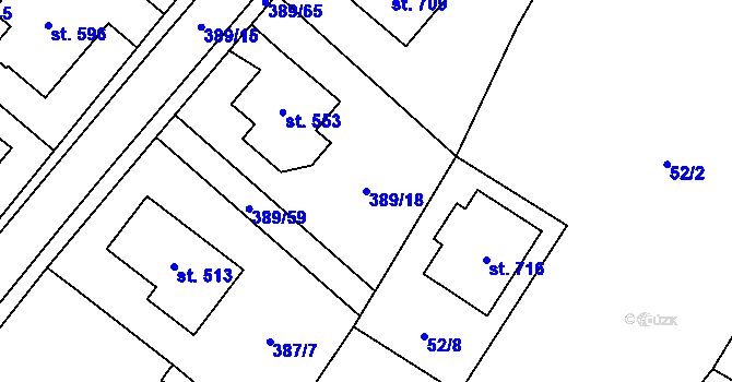 Parcela st. 389/18 v KÚ Nasavrky, Katastrální mapa