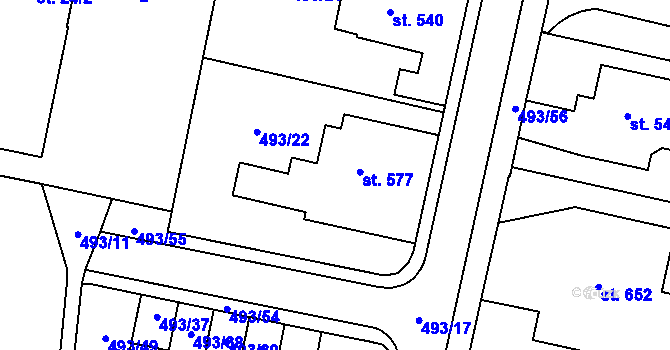 Parcela st. 493/22 v KÚ Nasavrky, Katastrální mapa