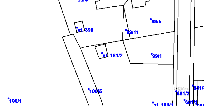 Parcela st. 181/2 v KÚ Nasavrky, Katastrální mapa