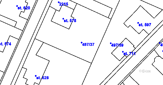 Parcela st. 497/37 v KÚ Nasavrky, Katastrální mapa