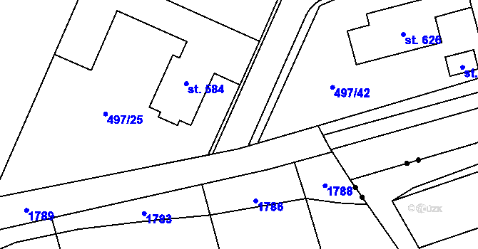 Parcela st. 497/51 v KÚ Nasavrky, Katastrální mapa