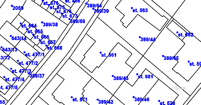 Parcela st. 561 v KÚ Nasavrky, Katastrální mapa