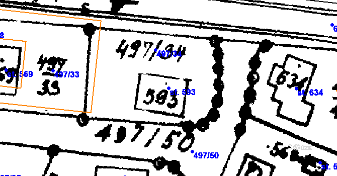 Parcela st. 593 v KÚ Nasavrky, Katastrální mapa