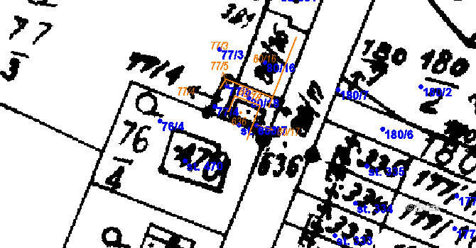 Parcela st. 636 v KÚ Nasavrky, Katastrální mapa