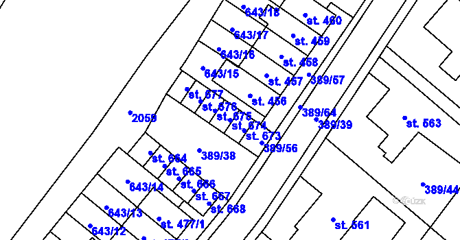 Parcela st. 674 v KÚ Nasavrky, Katastrální mapa