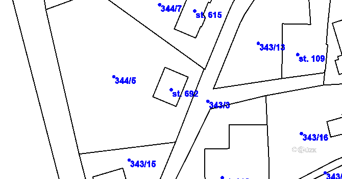 Parcela st. 692 v KÚ Nasavrky, Katastrální mapa
