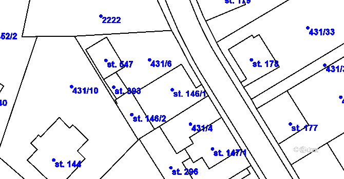 Parcela st. 146/1 v KÚ Nasavrky, Katastrální mapa