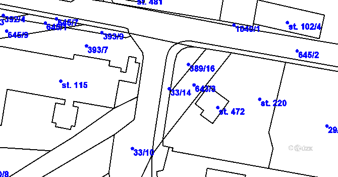 Parcela st. 33/14 v KÚ Nasavrky, Katastrální mapa