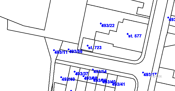 Parcela st. 723 v KÚ Nasavrky, Katastrální mapa