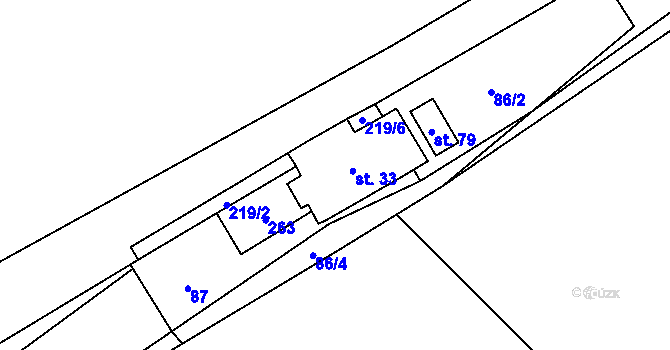 Parcela st. 33 v KÚ Nasavrky u Chocně, Katastrální mapa