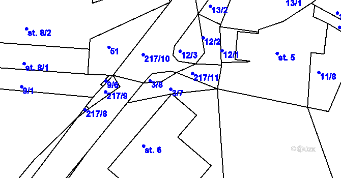 Parcela st. 3/7 v KÚ Nasavrky u Chocně, Katastrální mapa