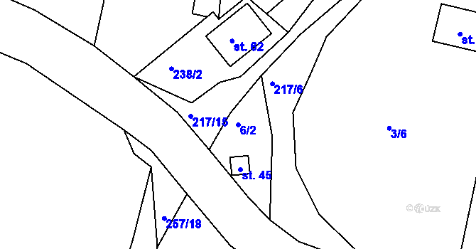Parcela st. 6/2 v KÚ Nasavrky u Chocně, Katastrální mapa