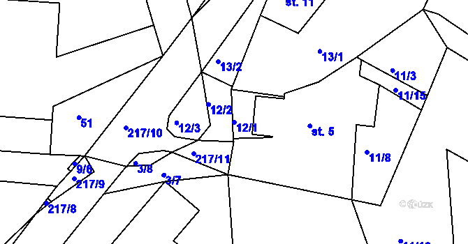 Parcela st. 12/1 v KÚ Nasavrky u Chocně, Katastrální mapa