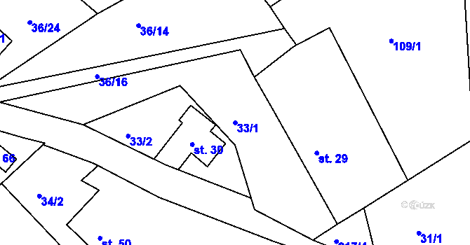 Parcela st. 33/1 v KÚ Nasavrky u Chocně, Katastrální mapa