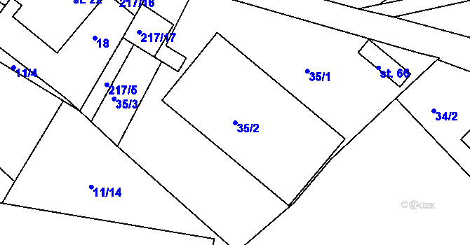 Parcela st. 35/2 v KÚ Nasavrky u Chocně, Katastrální mapa