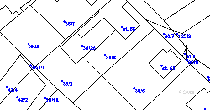 Parcela st. 36/6 v KÚ Nasavrky u Chocně, Katastrální mapa