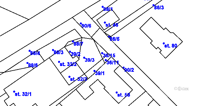 Parcela st. 36/15 v KÚ Nasavrky u Chocně, Katastrální mapa