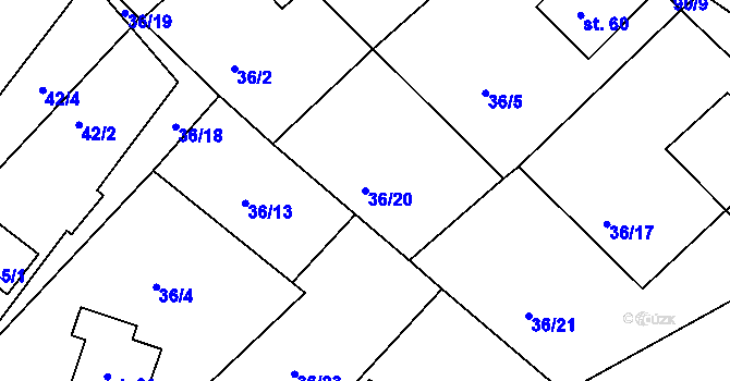 Parcela st. 36/20 v KÚ Nasavrky u Chocně, Katastrální mapa