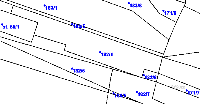 Parcela st. 182/1 v KÚ Nasavrky u Chocně, Katastrální mapa