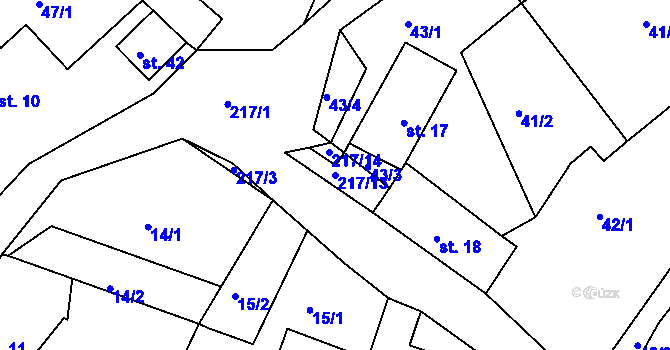 Parcela st. 217/13 v KÚ Nasavrky u Chocně, Katastrální mapa