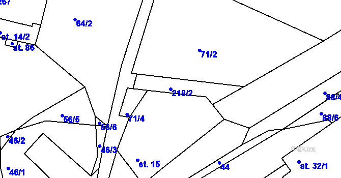 Parcela st. 218/2 v KÚ Nasavrky u Chocně, Katastrální mapa