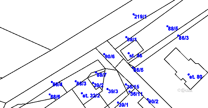 Parcela st. 90/6 v KÚ Nasavrky u Chocně, Katastrální mapa
