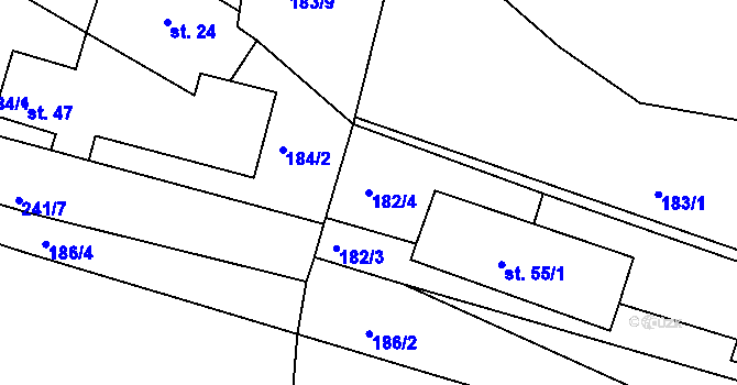 Parcela st. 182/4 v KÚ Nasavrky u Chocně, Katastrální mapa