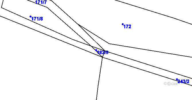 Parcela st. 182/9 v KÚ Nasavrky u Chocně, Katastrální mapa