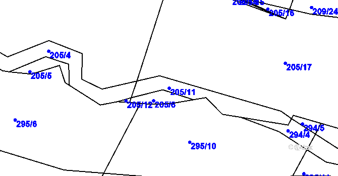 Parcela st. 205/11 v KÚ Nasavrky u Chocně, Katastrální mapa