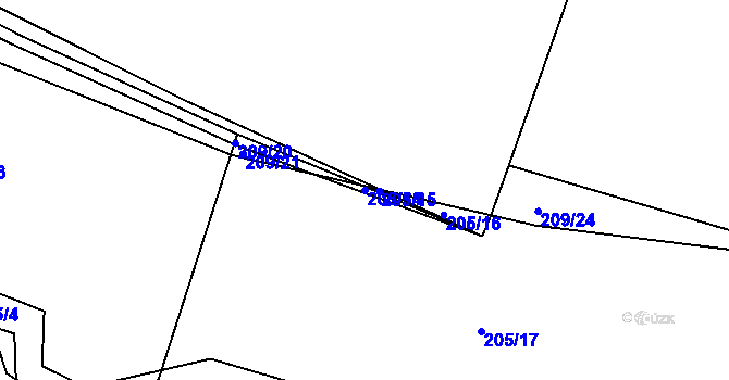 Parcela st. 205/14 v KÚ Nasavrky u Chocně, Katastrální mapa