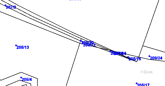 Parcela st. 209/21 v KÚ Nasavrky u Chocně, Katastrální mapa
