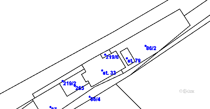 Parcela st. 219/6 v KÚ Nasavrky u Chocně, Katastrální mapa