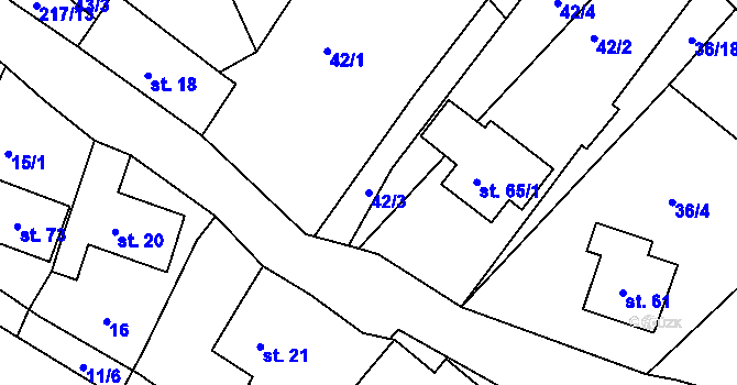 Parcela st. 42/3 v KÚ Nasavrky u Chocně, Katastrální mapa
