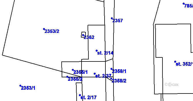 Parcela st. 2/14 v KÚ Násedlovice, Katastrální mapa