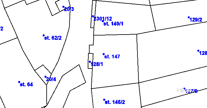 Parcela st. 147 v KÚ Násedlovice, Katastrální mapa