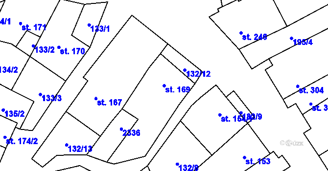 Parcela st. 169 v KÚ Násedlovice, Katastrální mapa