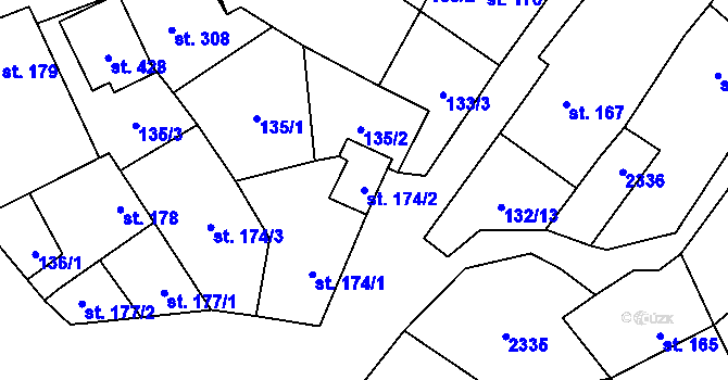 Parcela st. 174/2 v KÚ Násedlovice, Katastrální mapa