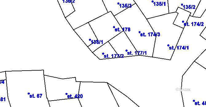Parcela st. 177/2 v KÚ Násedlovice, Katastrální mapa