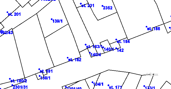 Parcela st. 183/1 v KÚ Násedlovice, Katastrální mapa
