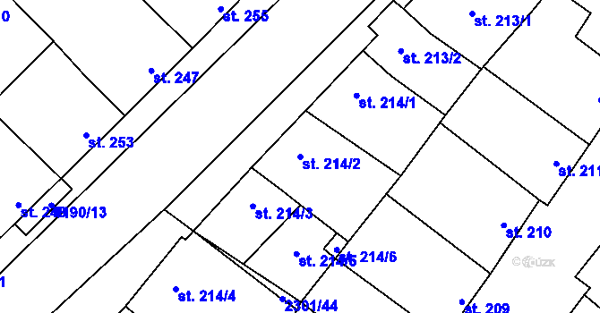 Parcela st. 214/2 v KÚ Násedlovice, Katastrální mapa