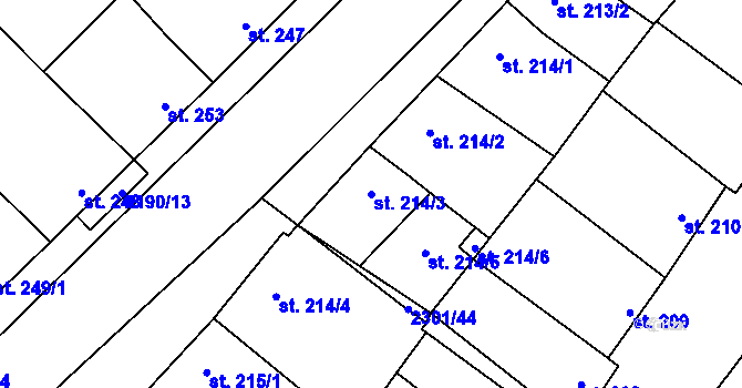 Parcela st. 214/3 v KÚ Násedlovice, Katastrální mapa