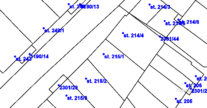 Parcela st. 215/1 v KÚ Násedlovice, Katastrální mapa