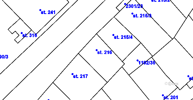 Parcela st. 216 v KÚ Násedlovice, Katastrální mapa