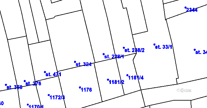 Parcela st. 238/1 v KÚ Násedlovice, Katastrální mapa